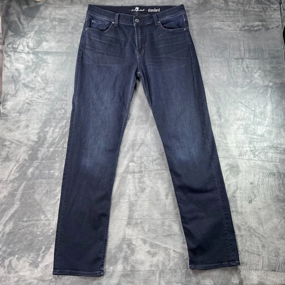 7 For All Mankind Standard Jeans Mens 34x34 Blue Dark Wash Straight Stretch
